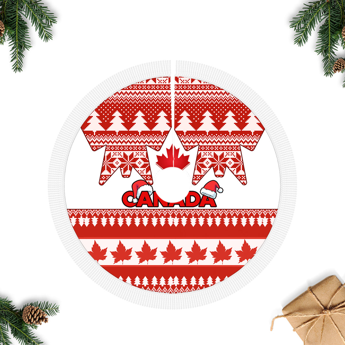 Canada Christmas Tree Skirt Maple Leaf Unique Style - Wonder Print Shop