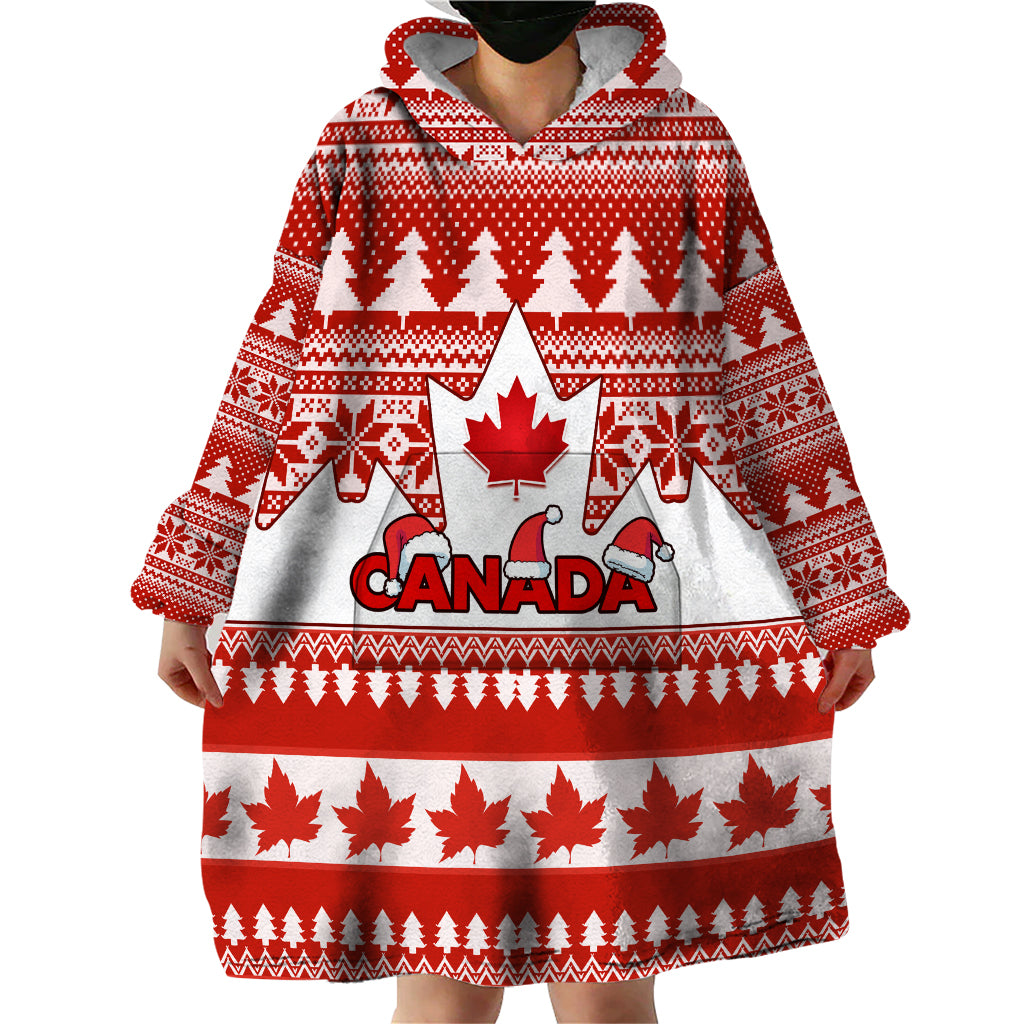 Custom Canada Christmas Wearable Blanket Hoodie Maple Leaf Unique Style - Wonder Print Shop