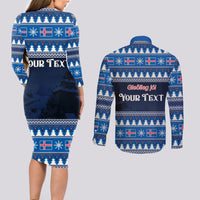 Custom Iceland Christmas Couples Matching Long Sleeve Bodycon Dress and Long Sleeve Button Shirt Yule Cat With Xmas Tree - Wonder Print Shop