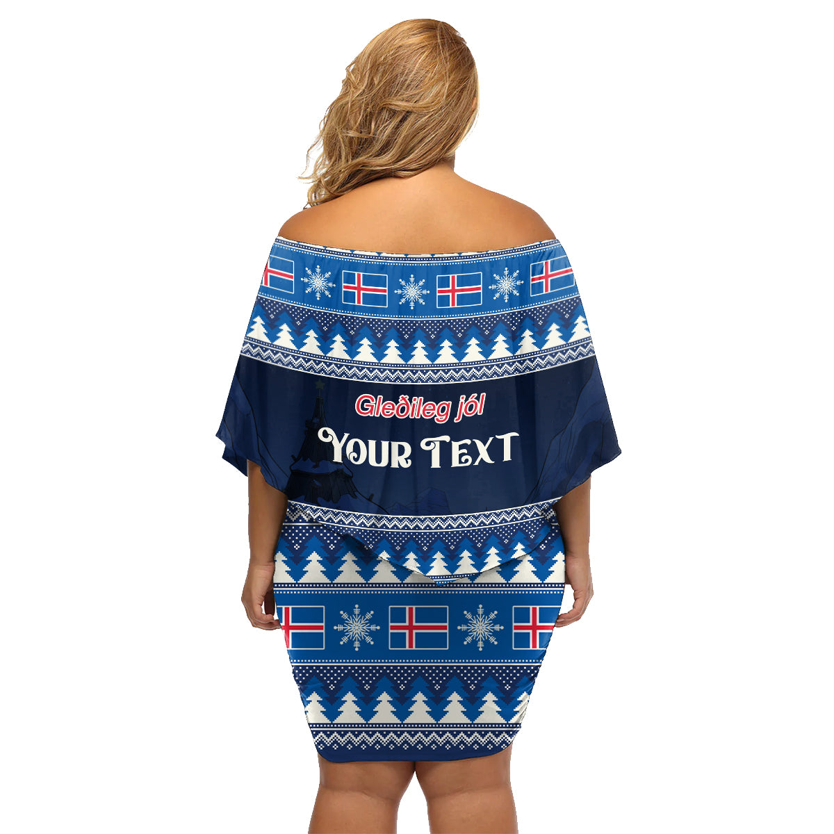 Custom Iceland Christmas Family Matching Off Shoulder Short Dress and Hawaiian Shirt Yule Cat With Xmas Tree - Wonder Print Shop