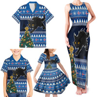 Custom Iceland Christmas Family Matching Tank Maxi Dress and Hawaiian Shirt Yule Cat With Xmas Tree - Wonder Print Shop