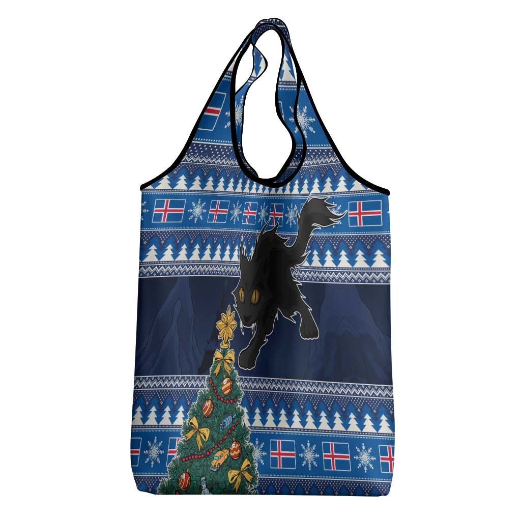 Custom Iceland Christmas Grocery Bag Yule Cat With Xmas Tree