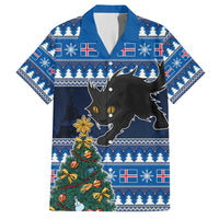 Custom Iceland Christmas Hawaiian Shirt Yule Cat With Xmas Tree - Wonder Print Shop