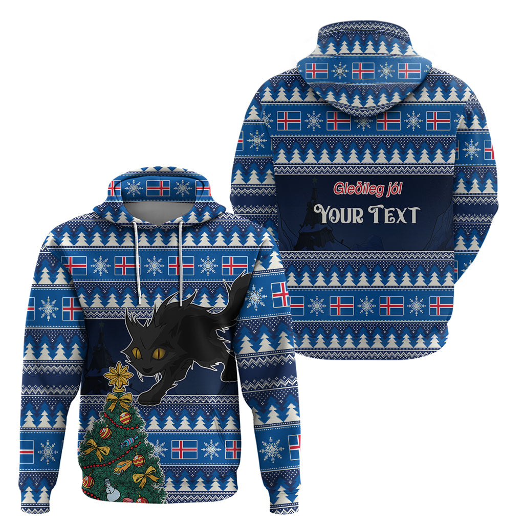 Custom Iceland Christmas Hoodie Yule Cat With Xmas Tree - Wonder Print Shop