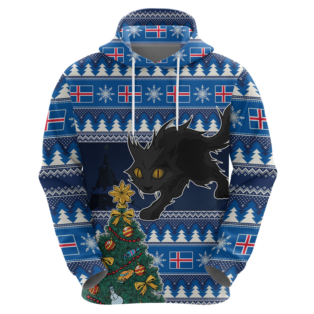 Custom Iceland Christmas Hoodie Yule Cat With Xmas Tree - Wonder Print Shop