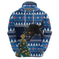 Custom Iceland Christmas Hoodie Yule Cat With Xmas Tree - Wonder Print Shop
