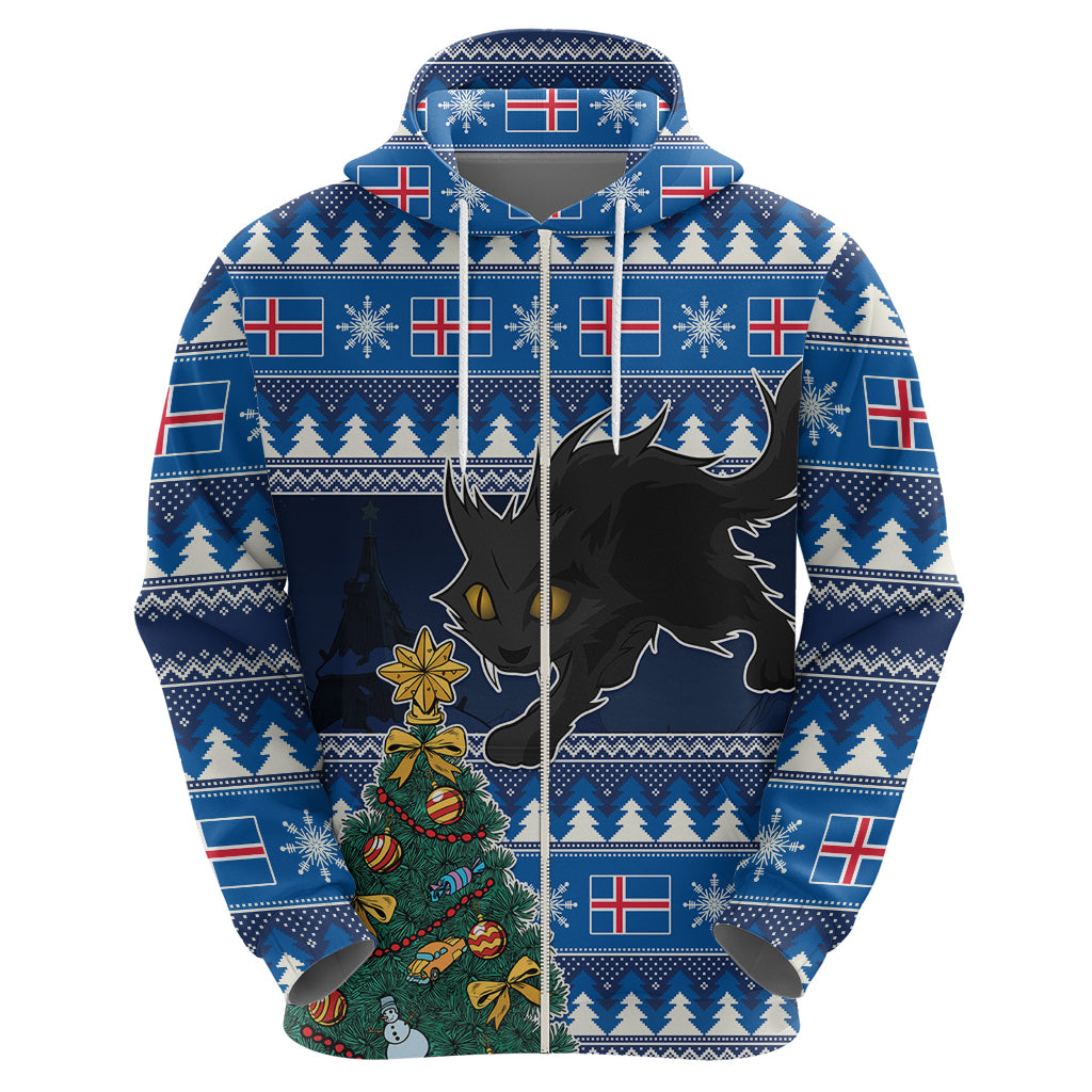 Custom Iceland Christmas Hoodie Yule Cat With Xmas Tree - Wonder Print Shop