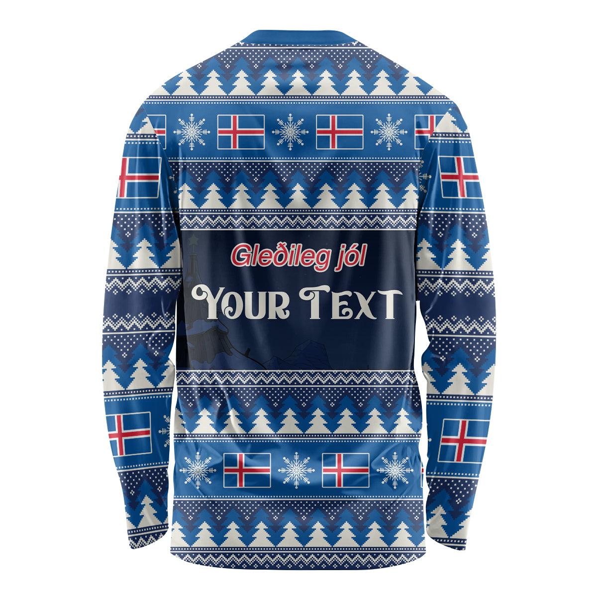 Custom Iceland Christmas Long Sleeve Shirt Yule Cat With Xmas Tree - Wonder Print Shop