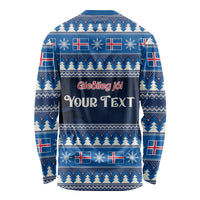 Custom Iceland Christmas Long Sleeve Shirt Yule Cat With Xmas Tree - Wonder Print Shop