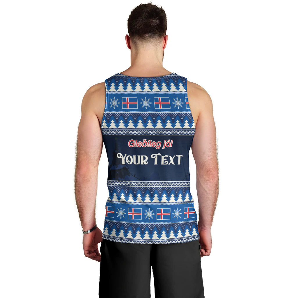 Custom Iceland Christmas Men Tank Top Yule Cat With Xmas Tree - Wonder Print Shop
