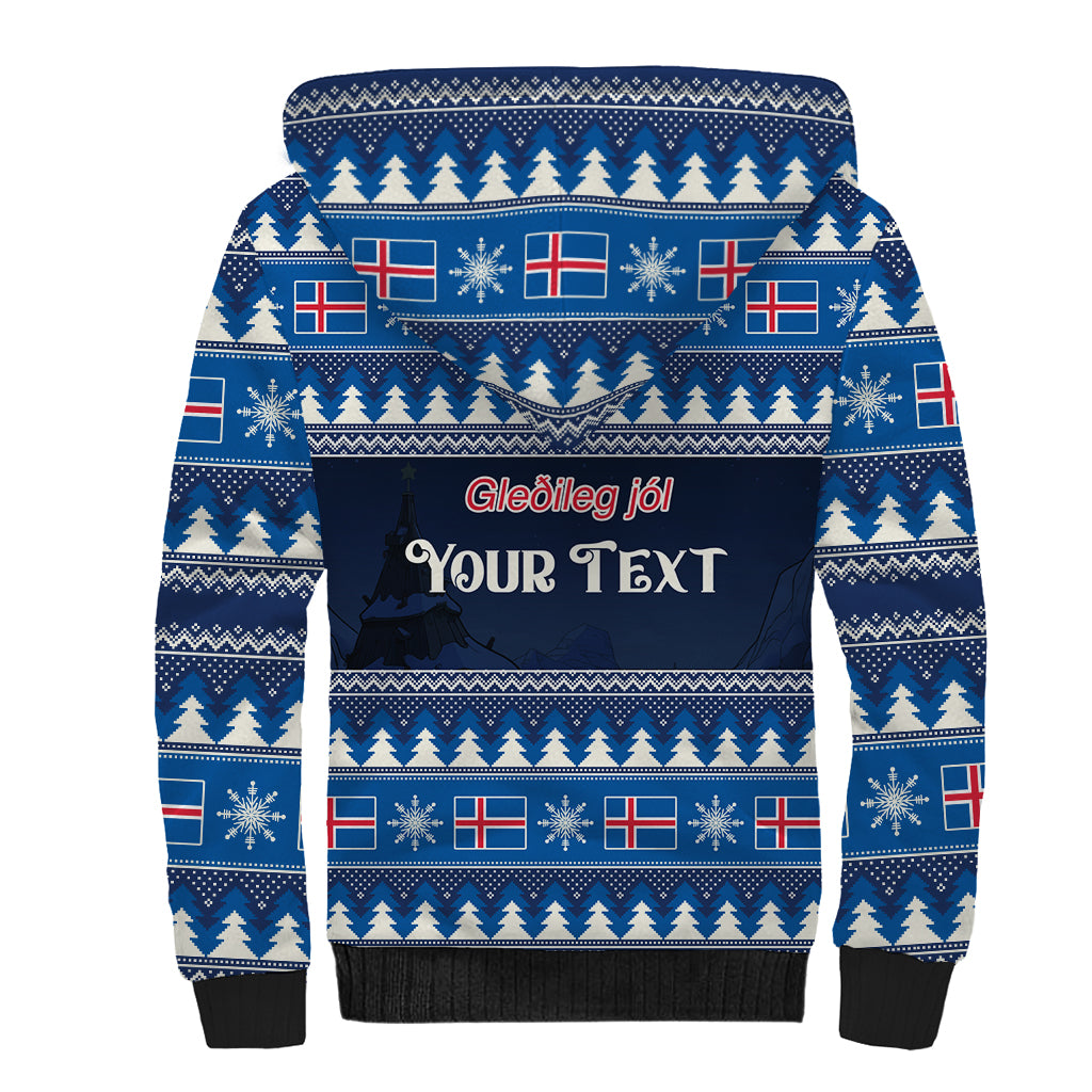 Custom Iceland Christmas Sherpa Hoodie Yule Cat With Xmas Tree - Wonder Print Shop