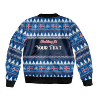 Custom Iceland Christmas Sleeve Zip Bomber Jacket Yule Cat With Xmas Tree - Wonder Print Shop