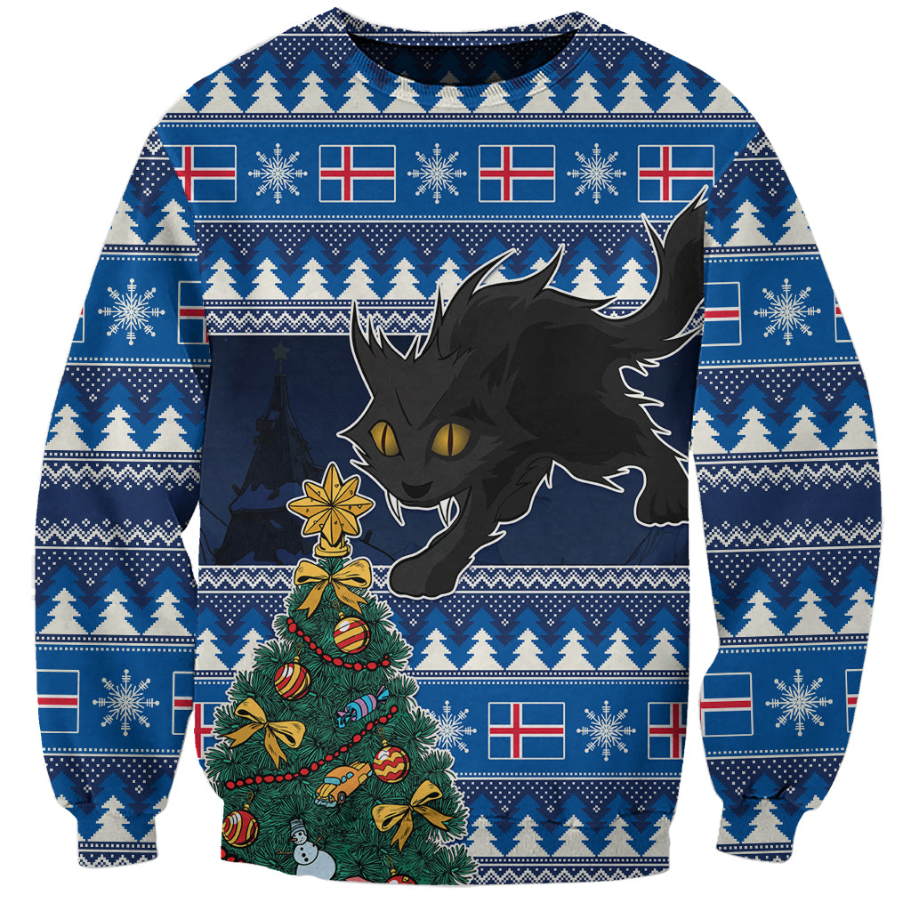 Custom Iceland Christmas Sweatshirt Yule Cat With Xmas Tree - Wonder Print Shop