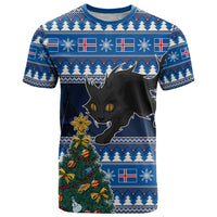 Custom Iceland Christmas T Shirt Yule Cat With Xmas Tree - Wonder Print Shop