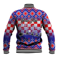 Custom Croatia Christmas Baseball Jacket Sretan Bozic Croatian Embroidery Patterns - Wonder Print Shop
