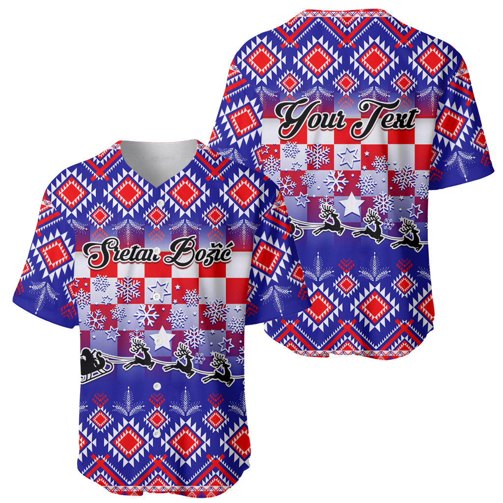 Custom Croatia Christmas Baseball Jersey Sretan Bozic Croatian Embroidery Patterns - Wonder Print Shop