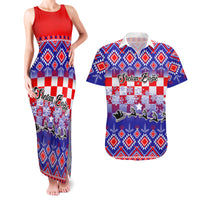 Custom Croatia Christmas Couples Matching Tank Maxi Dress and Hawaiian Shirt Sretan Bozic Croatian Embroidery Patterns - Wonder Print Shop