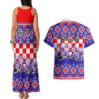 Custom Croatia Christmas Couples Matching Tank Maxi Dress and Hawaiian Shirt Sretan Bozic Croatian Embroidery Patterns - Wonder Print Shop