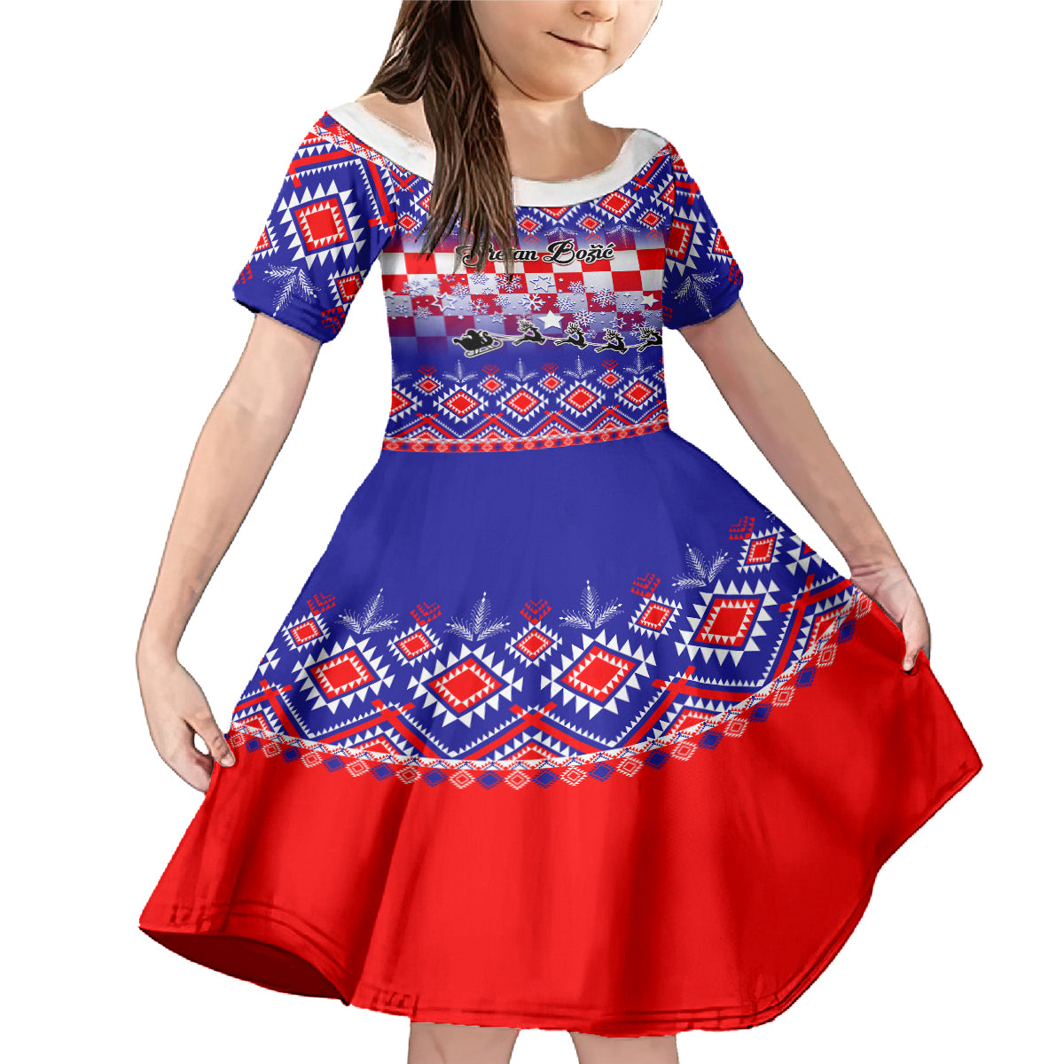 Custom Croatia Christmas Family Matching Mermaid Dress and Hawaiian Shirt Sretan Bozic Croatian Embroidery Patterns - Wonder Print Shop