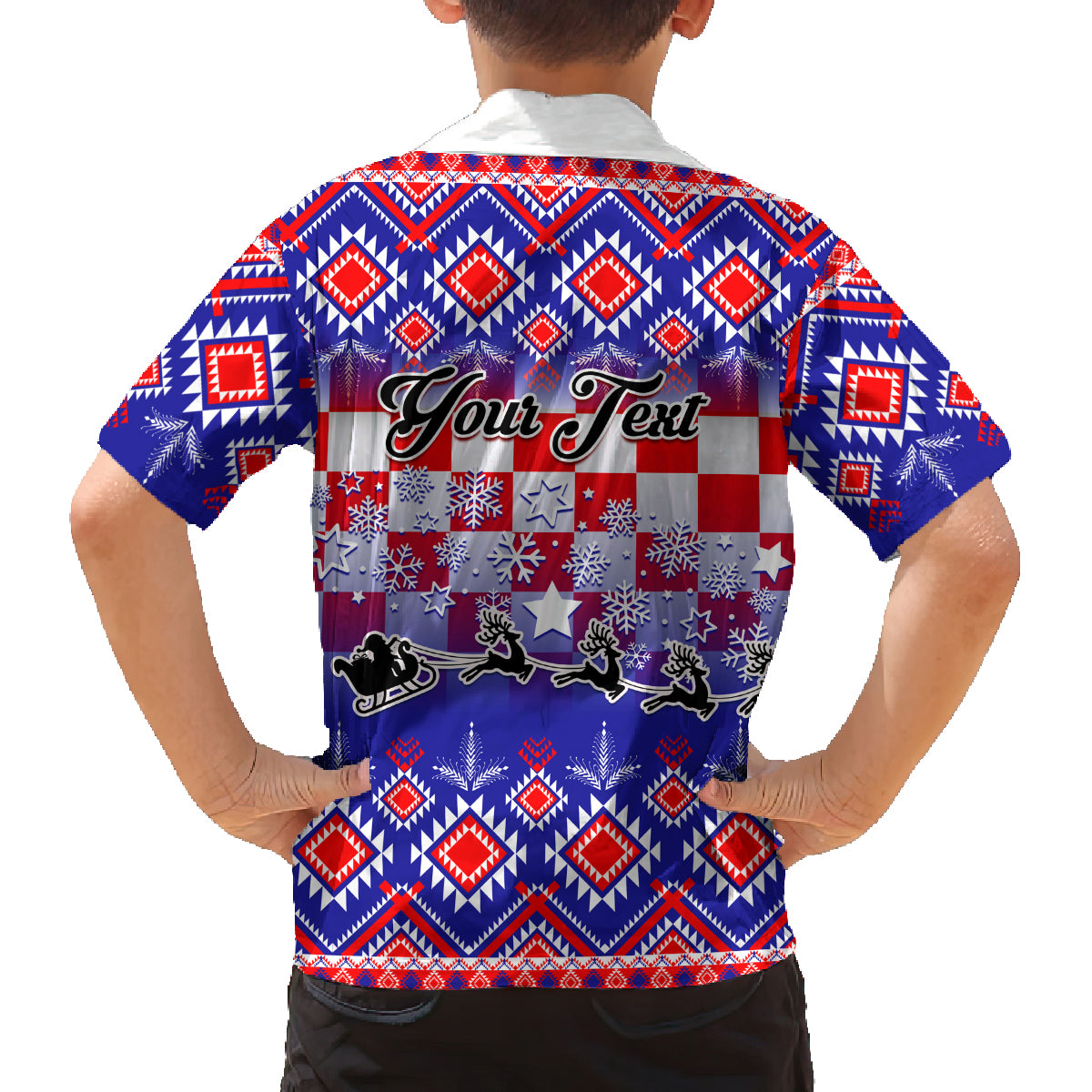 Custom Croatia Christmas Family Matching Off Shoulder Long Sleeve Dress and Hawaiian Shirt Sretan Bozic Croatian Embroidery Patterns - Wonder Print Shop