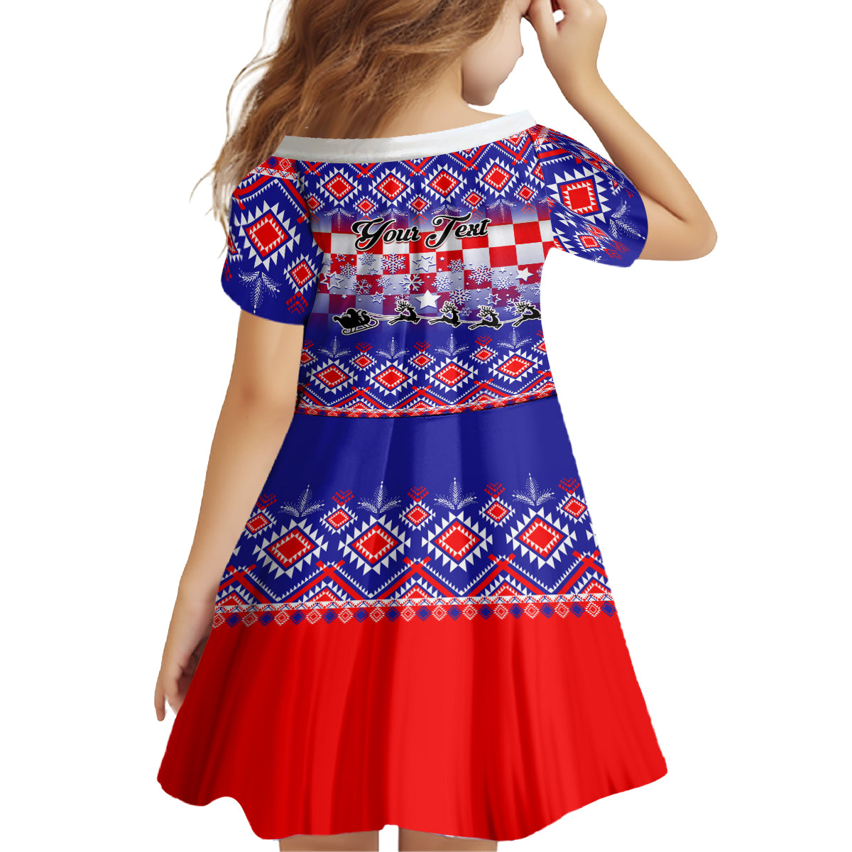 Custom Croatia Christmas Family Matching Off Shoulder Maxi Dress and Hawaiian Shirt Sretan Bozic Croatian Embroidery Patterns - Wonder Print Shop