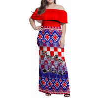 Custom Croatia Christmas Family Matching Off Shoulder Maxi Dress and Hawaiian Shirt Sretan Bozic Croatian Embroidery Patterns - Wonder Print Shop