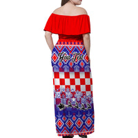 Custom Croatia Christmas Family Matching Off Shoulder Maxi Dress and Hawaiian Shirt Sretan Bozic Croatian Embroidery Patterns - Wonder Print Shop