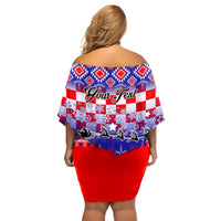 Custom Croatia Christmas Family Matching Off Shoulder Short Dress and Hawaiian Shirt Sretan Bozic Croatian Embroidery Patterns - Wonder Print Shop