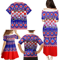 Custom Croatia Christmas Family Matching Puletasi Dress and Hawaiian Shirt Sretan Bozic Croatian Embroidery Patterns - Wonder Print Shop