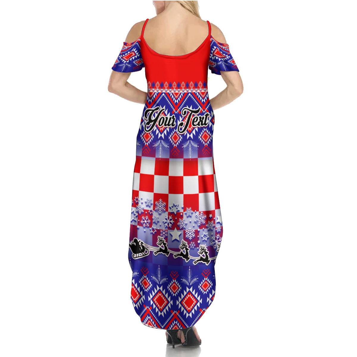 Custom Croatia Christmas Family Matching Summer Maxi Dress and Hawaiian Shirt Sretan Bozic Croatian Embroidery Patterns - Wonder Print Shop