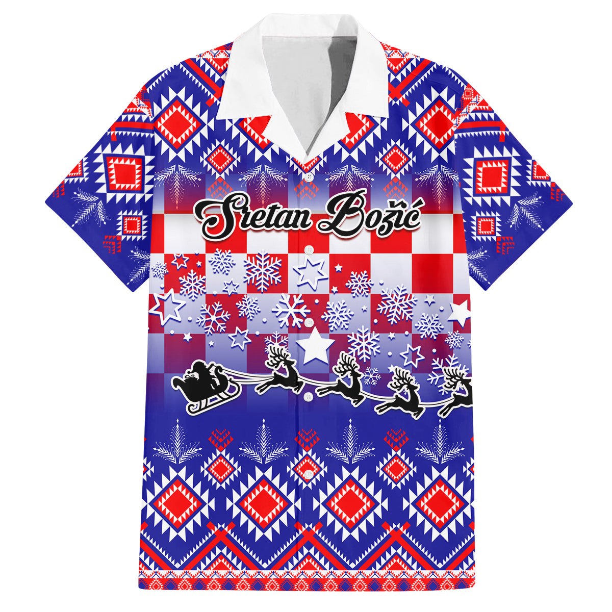 Custom Croatia Christmas Family Matching Tank Maxi Dress and Hawaiian Shirt Sretan Bozic Croatian Embroidery Patterns - Wonder Print Shop