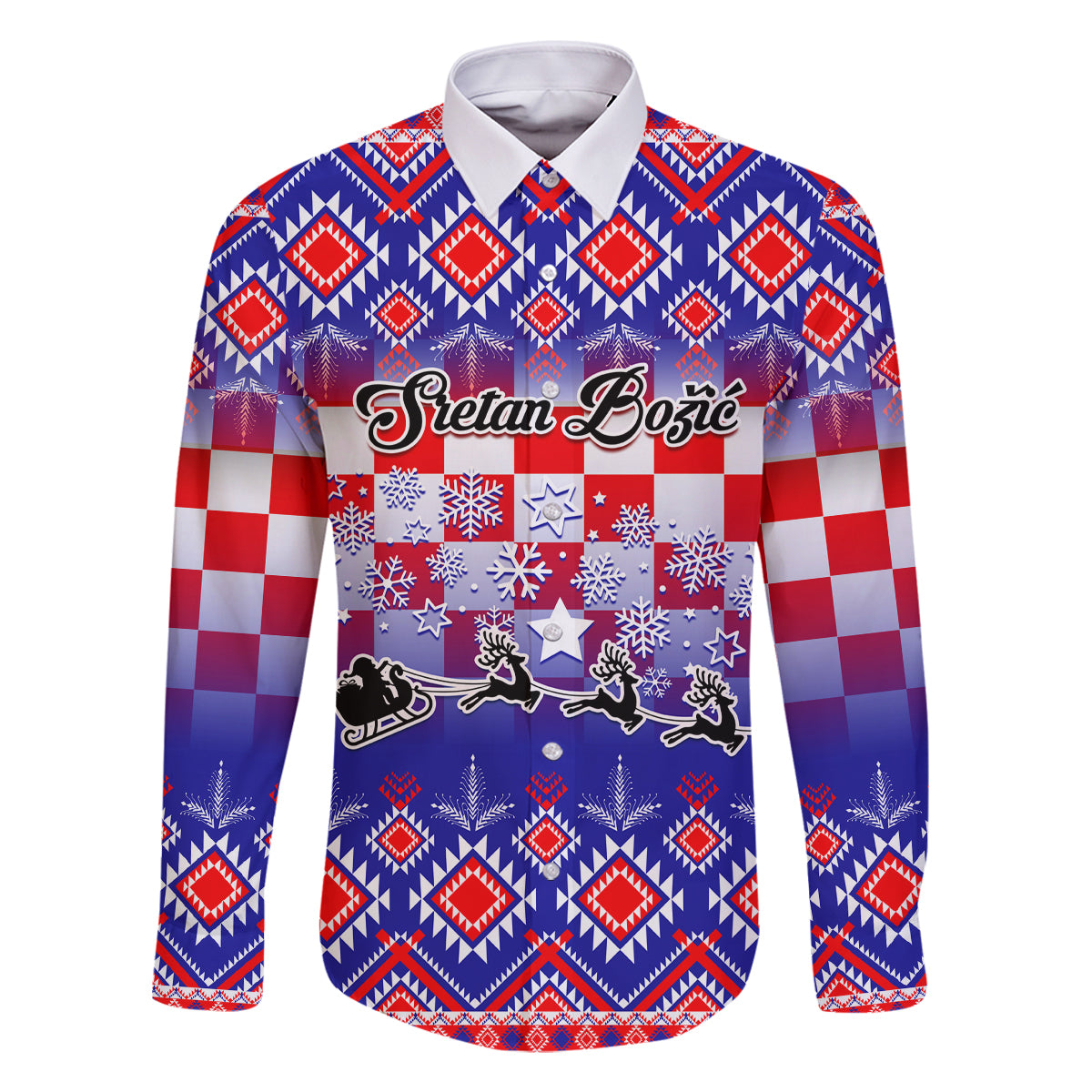 Custom Croatia Christmas Family Matching Tank Maxi Dress and Hawaiian Shirt Sretan Bozic Croatian Embroidery Patterns - Wonder Print Shop