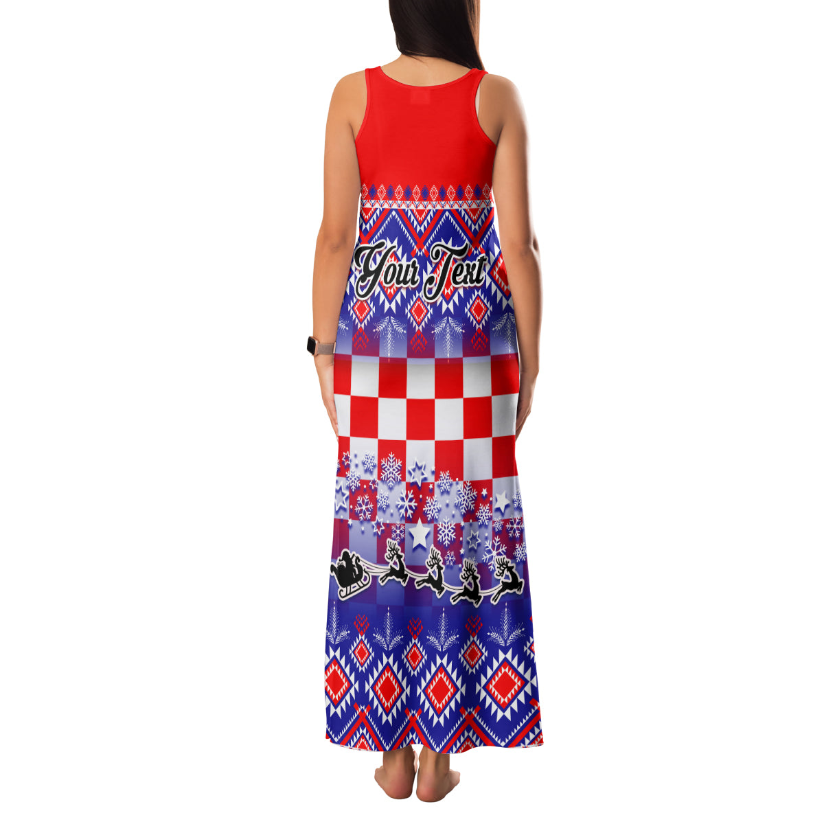Custom Croatia Christmas Family Matching Tank Maxi Dress and Hawaiian Shirt Sretan Bozic Croatian Embroidery Patterns - Wonder Print Shop