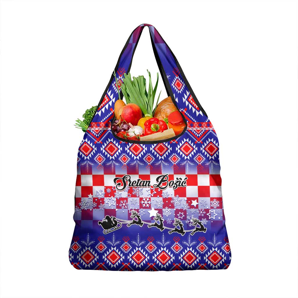 Custom Croatia Christmas Grocery Bag Sretan Bozic Croatian Embroidery Patterns