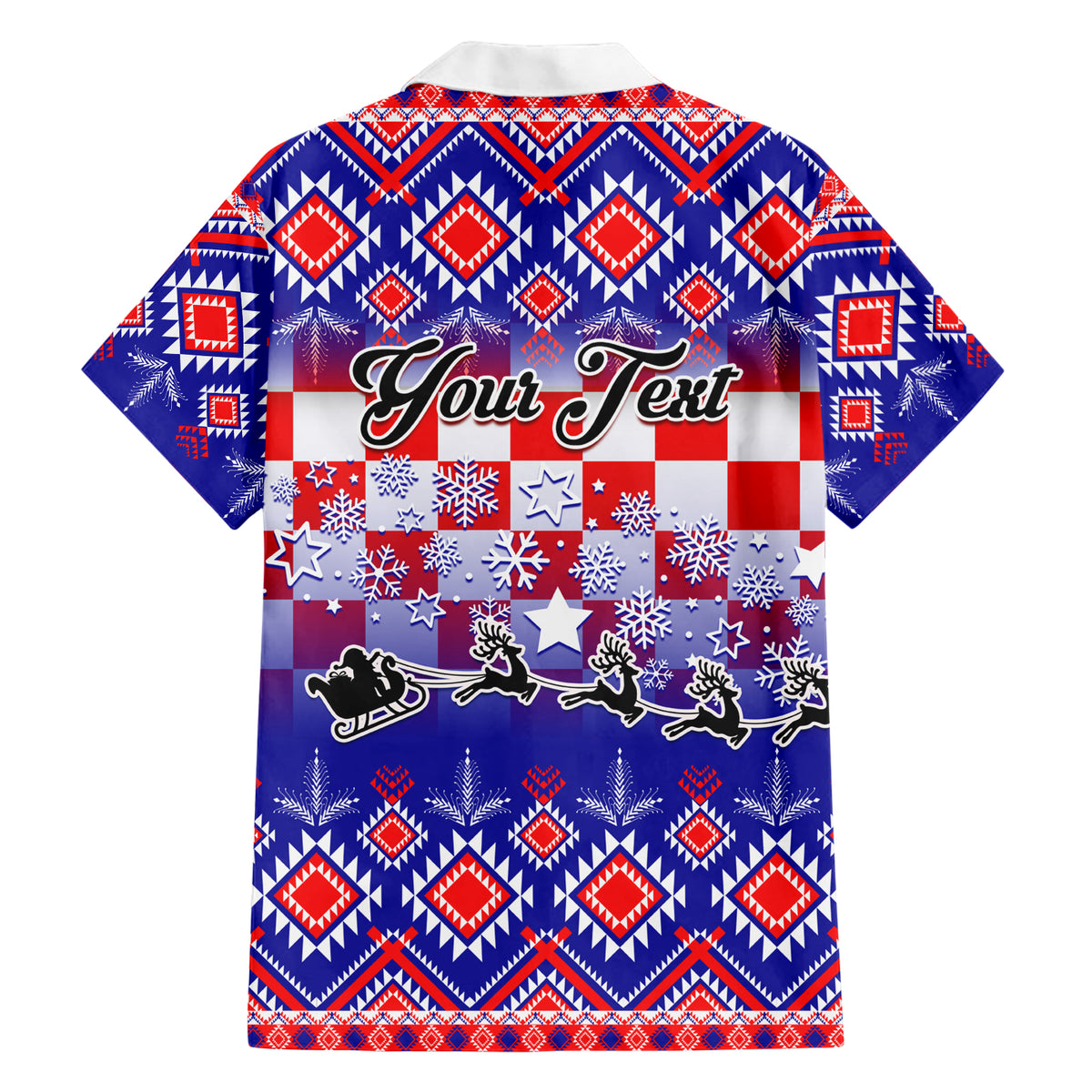 Custom Croatia Christmas Hawaiian Shirt Sretan Bozic Croatian Embroidery Patterns - Wonder Print Shop