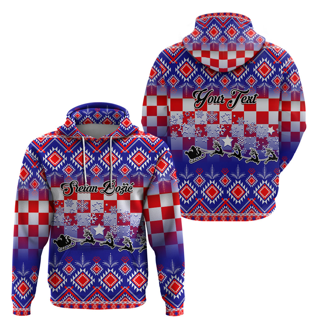 Custom Croatia Christmas Hoodie Sretan Bozic Croatian Embroidery Patterns - Wonder Print Shop