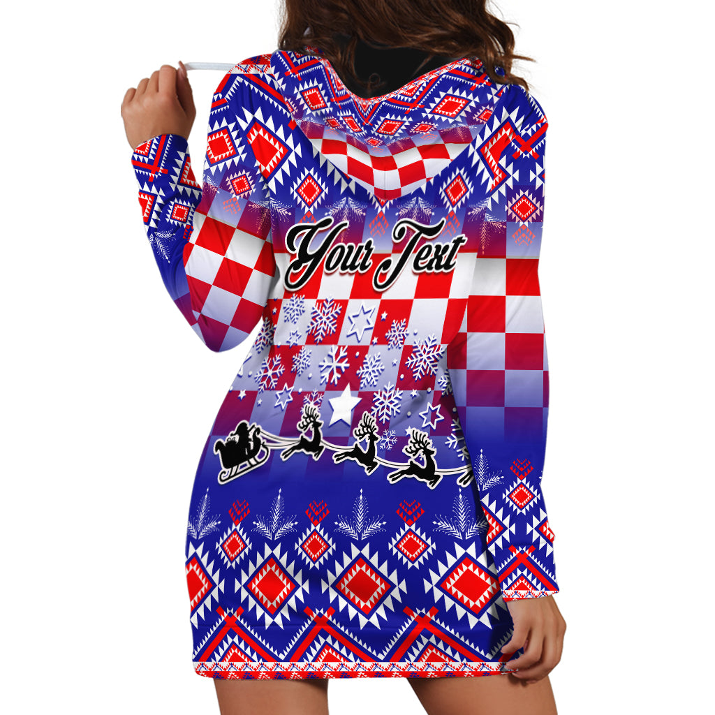 Custom Croatia Christmas Hoodie Dress Sretan Bozic Croatian Embroidery Patterns - Wonder Print Shop