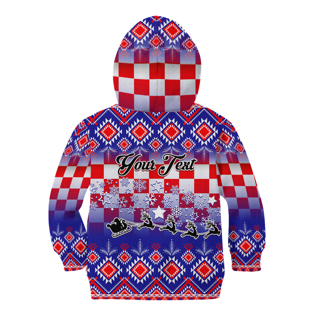Custom Croatia Christmas Kid Hoodie Sretan Bozic Croatian Embroidery Patterns - Wonder Print Shop