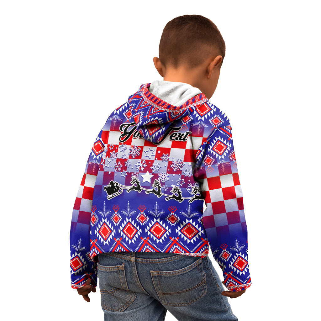 Custom Croatia Christmas Kid Hoodie Sretan Bozic Croatian Embroidery Patterns - Wonder Print Shop