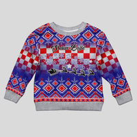Personalised Croatia Christmas Kid Ugly Christmas Sweater Sretan Bozic Croatian Embroidery Patterns - Wonder Print Shop