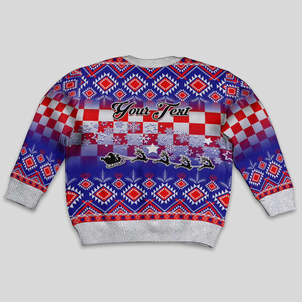 Personalised Croatia Christmas Kid Ugly Christmas Sweater Sretan Bozic Croatian Embroidery Patterns - Wonder Print Shop