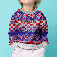 Personalised Croatia Christmas Kid Ugly Christmas Sweater Sretan Bozic Croatian Embroidery Patterns - Wonder Print Shop