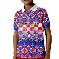 Custom Croatia Christmas Kid Polo Shirt Sretan Bozic Croatian Embroidery Patterns - Wonder Print Shop