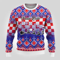 Personalised Croatia Christmas Ugly Christmas Sweater Sretan Bozic Croatian Embroidery Patterns - Wonder Print Shop