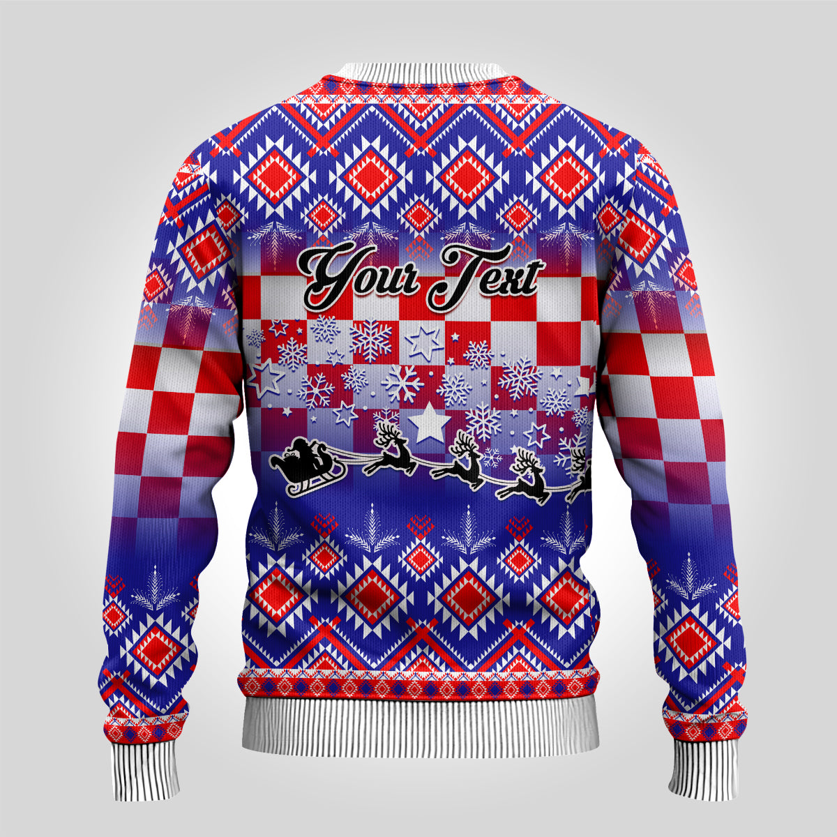 Personalised Croatia Christmas Ugly Christmas Sweater Sretan Bozic Croatian Embroidery Patterns - Wonder Print Shop