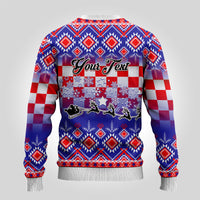Personalised Croatia Christmas Ugly Christmas Sweater Sretan Bozic Croatian Embroidery Patterns - Wonder Print Shop