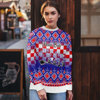 Personalised Croatia Christmas Ugly Christmas Sweater Sretan Bozic Croatian Embroidery Patterns - Wonder Print Shop