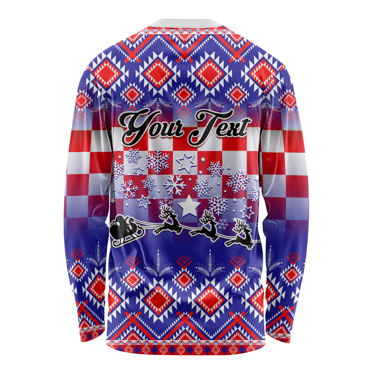 Custom Croatia Christmas Long Sleeve Shirt Sretan Bozic Croatian Embroidery Patterns - Wonder Print Shop