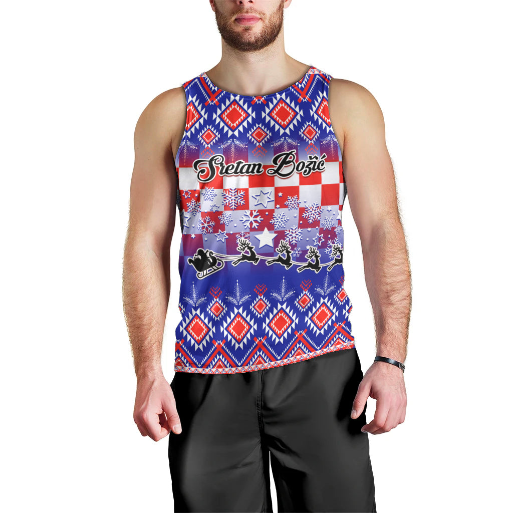 Custom Croatia Christmas Men Tank Top Sretan Bozic Croatian Embroidery Patterns - Wonder Print Shop