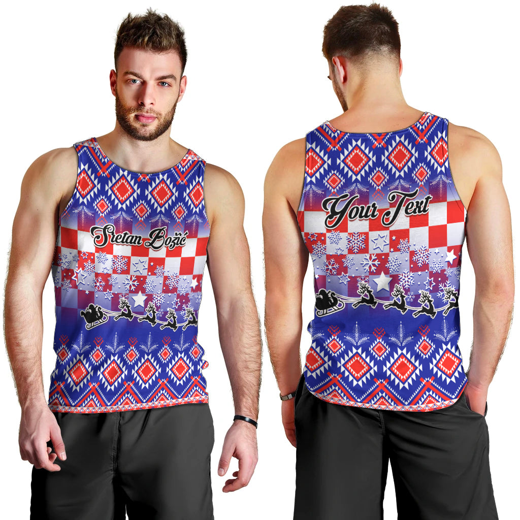 Custom Croatia Christmas Men Tank Top Sretan Bozic Croatian Embroidery Patterns - Wonder Print Shop